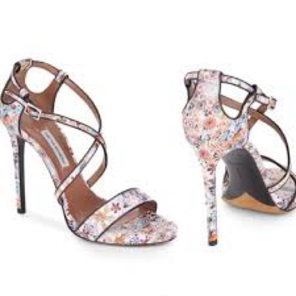 Tabitha Simmons Valentina Dizzy Floral Print Silk Pumps  Sandals